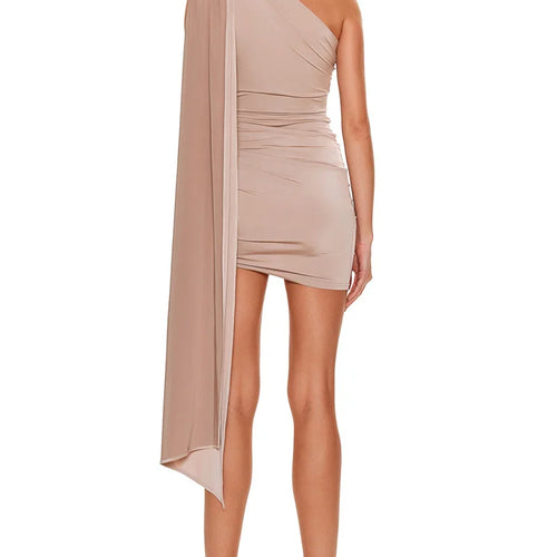 Load image into Gallery viewer, Oblique Shoulder Backless Sexy Mini Dress Women Robe Summer Fashion Irregular Sleeveless High Waist Beach Club Dress
