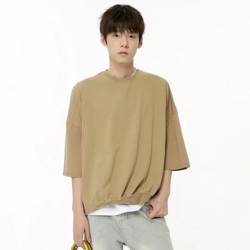 Load image into Gallery viewer, Korean Style Men&#39;s T-shirts Loose Round Neck Short Sleeve Mael Tops Casual Solid Color Tees Fashion Summer 2024 9C6379
