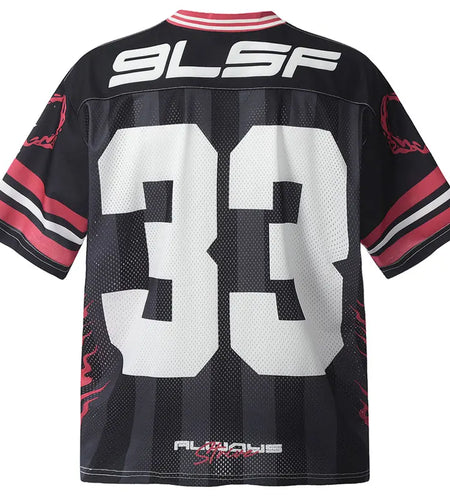 Vintage Mesh Jersey T-Shirt Y2K Streetwear Graphic Printed Patchwork Sport Oversized Tshirt Hip Hop Harajuku Casual Urban Top