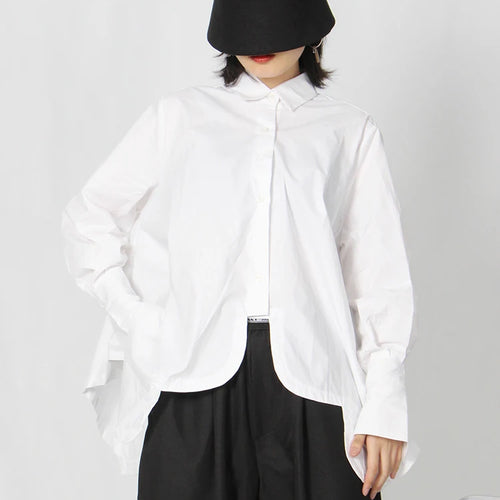 Load image into Gallery viewer, White Casual Shirt For Women Lapel Short Sleeve Solid Minimalist Slim Blouses Female Spring Clothing Style
