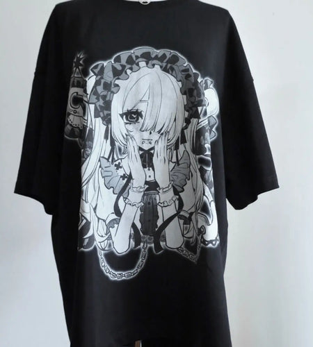 Japanese Woman T Shirt Y2k Tops 2024 Ropa Mujer Harajuku Oversized Tshirts Cotton Tees Casual Chic Anime Print Summer T-shirts