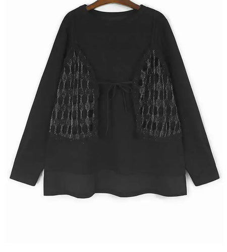 black T-shirt Half-body Skirt Two Pieces Suit New Round Neck Long Sleeve Women Fashion Tide Spring Autumn 2025 1DH8643