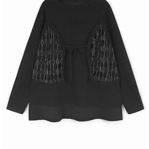 Load image into Gallery viewer, black T-shirt Half-body Skirt Two Pieces Suit New Round Neck Long Sleeve Women Fashion Tide Spring Autumn 2025 1DH8643
