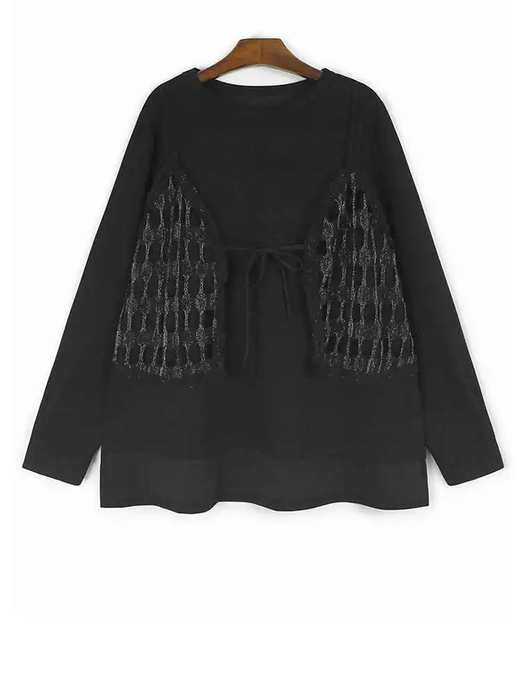 black T-shirt Half-body Skirt Two Pieces Suit New Round Neck Long Sleeve Women Fashion Tide Spring Autumn 2025 1DH8643