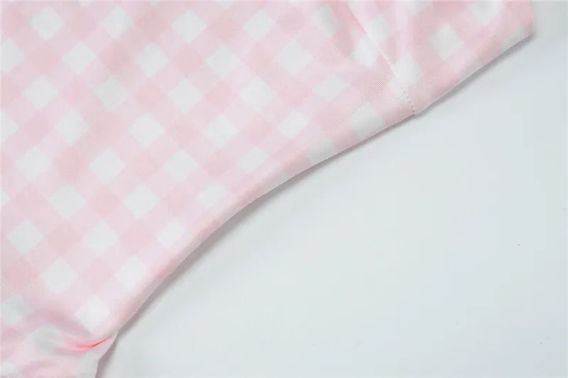 Plaid Printed Maxi Dress For Women Gown Summer New Spaghetti Strap High Waist A-line Backless Club Long Dress Vestido