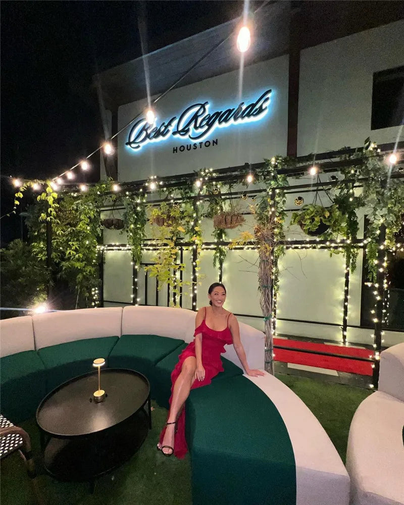 Elegant Ruffle Sexy Maxi Dress Women Spaghetti Strap Flower Sleeveless Backless High Split Club Party Evening Dress