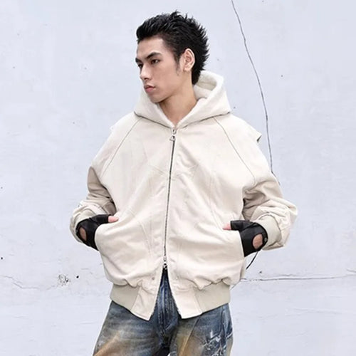 Load image into Gallery viewer, Men&#39;s Winter American Cotton Jackets Denim Washed Hooded Solid Color Thickening Casual Fashion Padded CoatsTrend 9C8965
