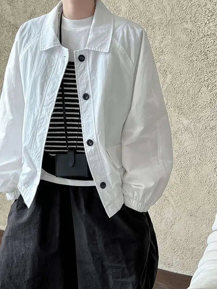 Wine Red Pocket Big Size Casual Thin Jacket New Lapel Long Sleeve Women Coat Fashion Tide Spring Autumn 2025 1DH7292