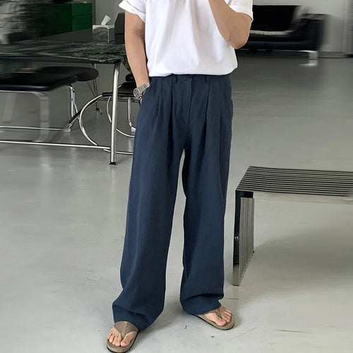 Load image into Gallery viewer, Korean Style Men's Causal Pants Straight Trendy Handsome Loose Trousers Wide Leg Solid Color Male Bottom Fashion 9W1852
