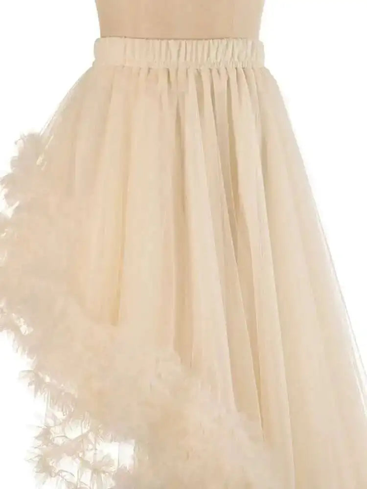 High Elastic Waist Purple Irregular Mesh Long Cake Half-body Skirt Women Fashion Tide New Spring Autumn 2025  1DF8498