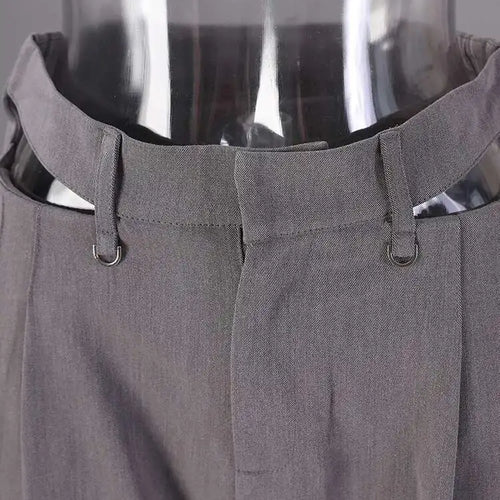 Load image into Gallery viewer, High Waist Gray Hollow Out Zipper Wide Leg Pants New Loose Fit Trousers Women Fashion Tide Spring Autumn 2025 1DF6568
