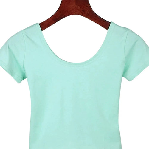 Load image into Gallery viewer, Solid Crop Top for Women Slim Fit High Waist Short Sleeve T-shirt Basic Summer Casual Tee
