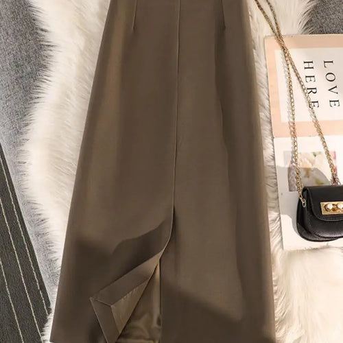 Load image into Gallery viewer, High Waist Zipper Back Split Suit Skirt For Women Spring Autumn 2023 New Solid Pencil Skirts Office Ladies Casual Straight Skirt
