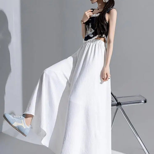 Load image into Gallery viewer, New Spring Summer White Loose Elastic High Waist Wide-leg Pants Casual Fashion Black Pleated Trousers Women Streetwear clothing
