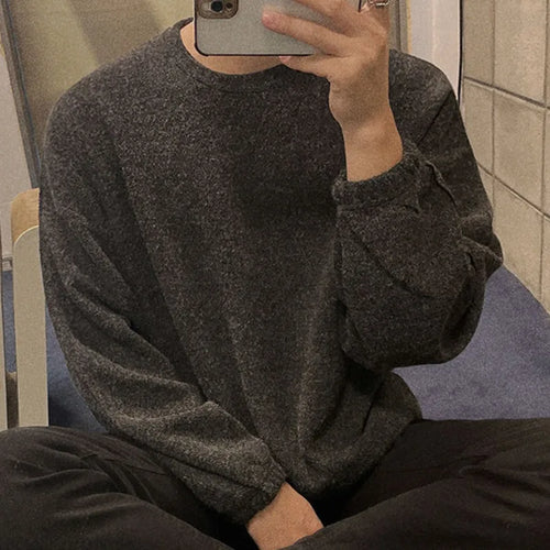 Load image into Gallery viewer, Men Long Sleeve Sweatshirts Round Neck Design New Spring Korean Loose Solid Color Casual Pullover Male Clothing 9W1484
