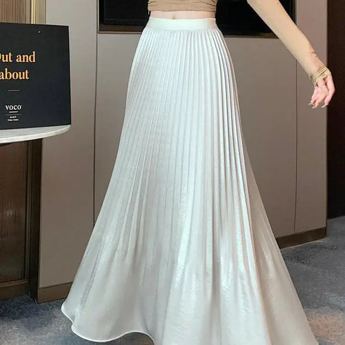 Load image into Gallery viewer, Spring Summer French Fashion Black Beige Elegant Sexy Pleated Long Skirt Women Grey High Waist Festival Slim Skirts 2025 Popular
