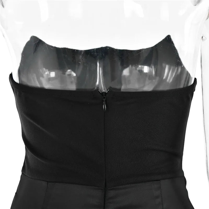 Elegant Strapless Bodycon Sexy Maxi Dress Women Black Fashion Off-shoulder Sleeveless Backless Club Party Long Dress