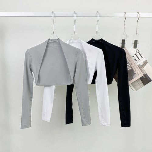 Load image into Gallery viewer, Nylon Dancing Ballet Shawl Women Long Sleeve Yoga Shirts Fitness Crop Top Running Tight Sports Coat Quick Dry Workout Shurg
