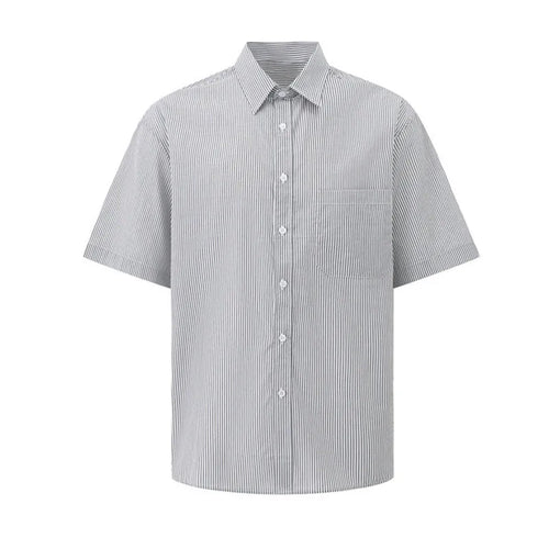 Load image into Gallery viewer, Men&#39;s Shirts New Summer Striped Short Sleeved Loose Male Lapel Casual Single Breasted Shirt Korean Trendy Male Top 9W1621
