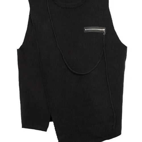 Load image into Gallery viewer, Gray Irregular Slit Big Size Knitting Sweater Round Neck Sleeveless Women Pullovers New Fashion Spring Autumn 2025 1DH7484
