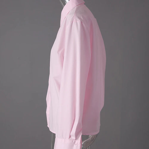 Load image into Gallery viewer, Women pink Color Irregular Shaped Big Size Blouse New Lapel Long Sleeve Shirt Fashion Tide Spring Autumn 2025 CPG3292
