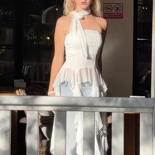 Load image into Gallery viewer, Summer Sexy Off-Shoulder Lace Women Crop Top 2025 Casual Strapless Halter Streetwear Fashion Club Party Lady Tank Top
