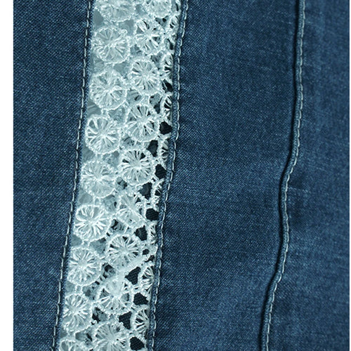 Load image into Gallery viewer, High Waist Blue Lace Hollow Out Denim Long Wide Leg Jeans New Women Trousers Fashion Tide Spring Autumn 2025 1DH9655
