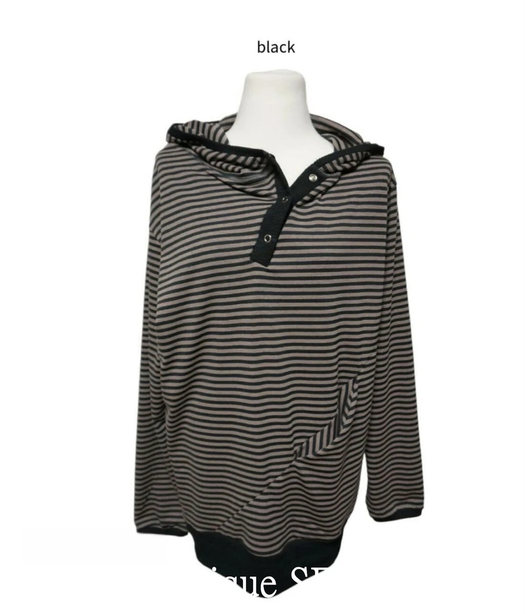 Striped Hoodies Women's Clothing Streetwear Fashion Y2k Tops Hooded Casual Long Sleeve Korean Sweatshirts 2024 Ropa Mujer 49C712