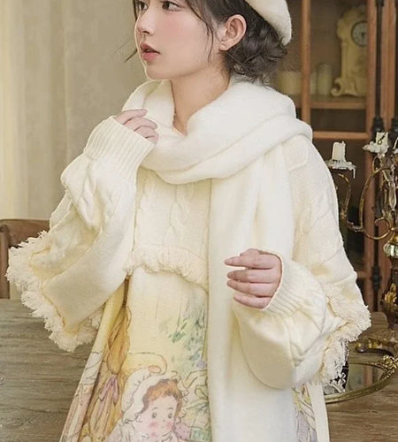 Autumn New Sweet Y2k Kawaii Cute Cartoon Sweaters Fashion All Match Tassels Vintage Jumpers Loose Women Harajuku Twist Knitwear