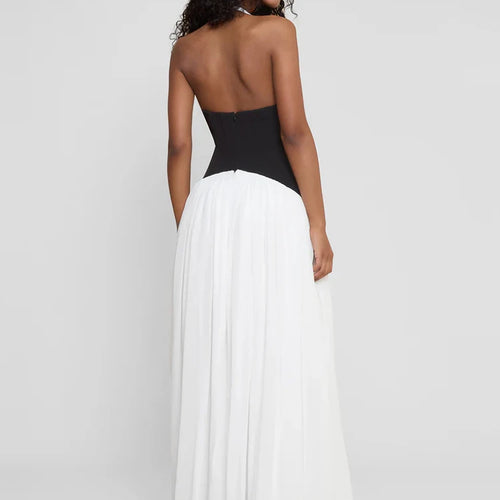 Load image into Gallery viewer, Halter Deep V Neck Backless Sexy Maxi Dress Women Gown Fashion Patchwork Sleeveless High Waist Club Party Long Dress
