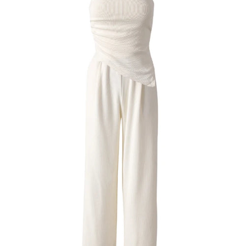 Load image into Gallery viewer, Beige Irregular Tank Top Brief Wide Leg Pants Two Piece Suit New Sleeveless Women Fashion Tide Spring Summer 2025 CPG3157
