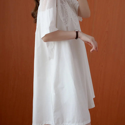 Load image into Gallery viewer, Women Black Lace Meh Perspective Big Size Mini Dress New Round Neck Short Sleeve Fashion Tide Spring Summer 2025 1DJ0336
