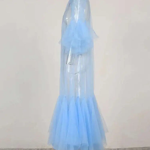 Load image into Gallery viewer, Women Black Ruffles Long Big Size Dress New Round Neck Three-quarter Sleeve Loose Fit Fashion Spring Summer 2025 JR77101
