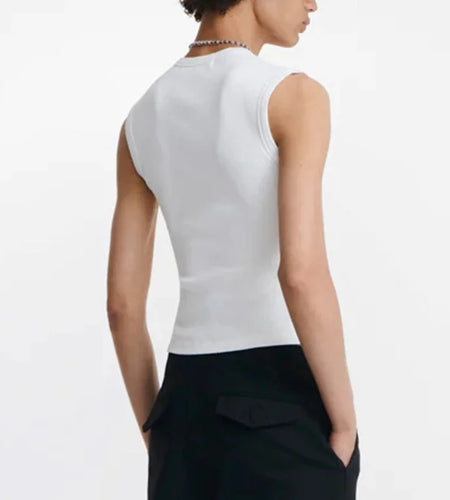 Men Sexy Slit Vest Slim Tank Tops Streetwear Straped Sleeveless Top Fashion Male Solid Color Tight Clothes 9A8190a