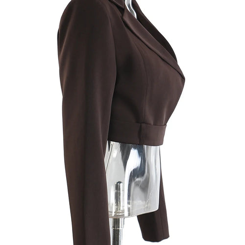 Load image into Gallery viewer, Brown Short Blazer Wide Leg Pants Two Piece Suit New Lapel Long Sleeve Women Fashion Tide Spring Autumn 2025 1DJ1092
