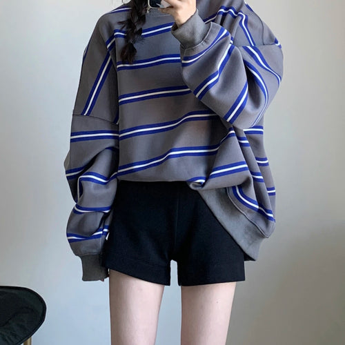 Load image into Gallery viewer, Boyfriend Women&#39;s Striped Oversized Sweater Fall Winter Unisex Lazy Casual Loose Pullover Tops Hip Hop Streetwear C-219
