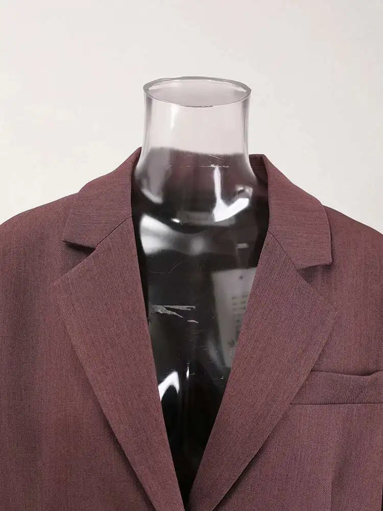 Women Red Brief Single Breasted Big Size Elegant Blazer New Lapel Long Sleeve Jacket Fashion Spring Autumn 2025 CPG1297