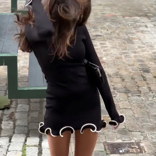 Load image into Gallery viewer, Fashion Knitted Sweater Long Sleeve Elastic Tight Dress Women Bodycon Skirt Female Autumn/Winter New Street Clothing
