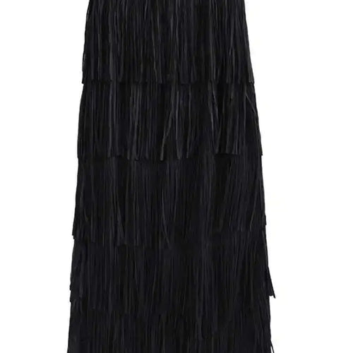 Load image into Gallery viewer, High Elastic Waist Red Pleated Tassels Long Elegant Half-body Skirt Women Fashion Tide New Spring Autumn 2025 1DF8296

