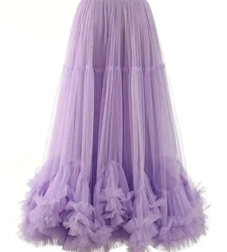 High Elastic Waist Apricot Purple Mesh Shaped Elegant Half-body Skirt Women Fashion Tide New Spring Autumn 2025 1DF8101