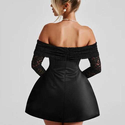 Load image into Gallery viewer, Off-shoulder Long Sleeve Sexy Mini Dress For Women Robe Strapless Backless High Waist A-line Elegant Club Party Dress
