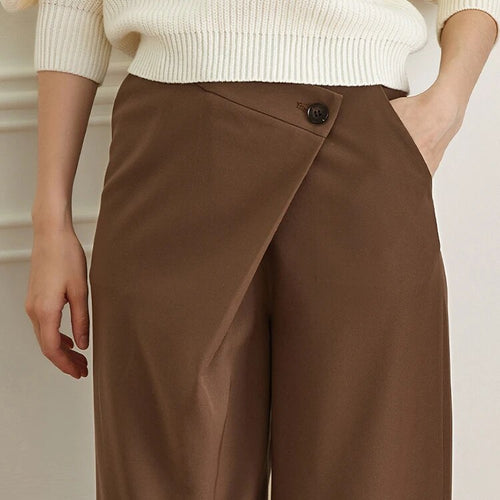 Load image into Gallery viewer, Solid Casual Loose Patchwork Button Pants For Women High Waist Minimalist Temperament Wide Leg Pant Female Fashion
