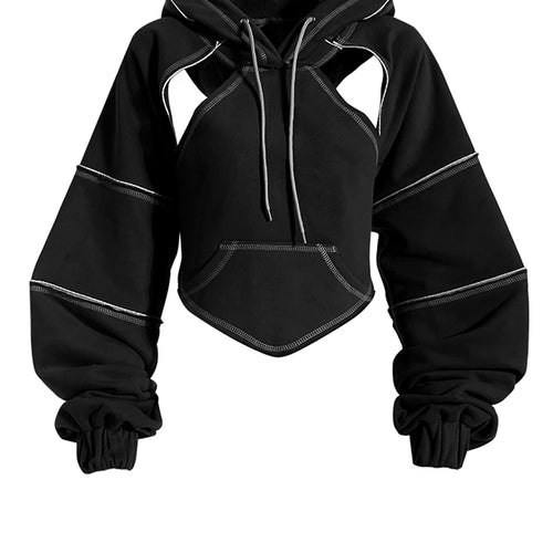 Load image into Gallery viewer, Brown Back Bow Irregular Cut-out Sweatshirt New Hooded Long Sleeve Women Big Size Fashion Tide Spring Autumn 2025 1DF1820
