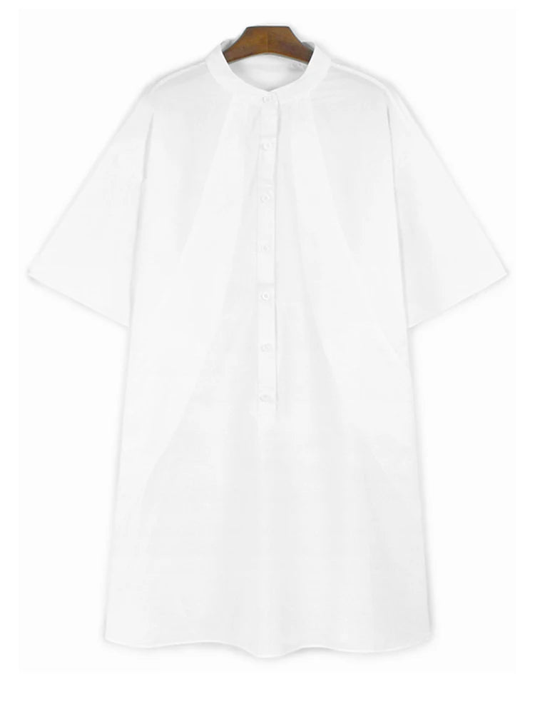 Women Green Big Size Elegant Knee-Length Shirt Dress New Stand Collar Long Sleeve Fashion Tide Spring Autumn 2025 1DJ0928