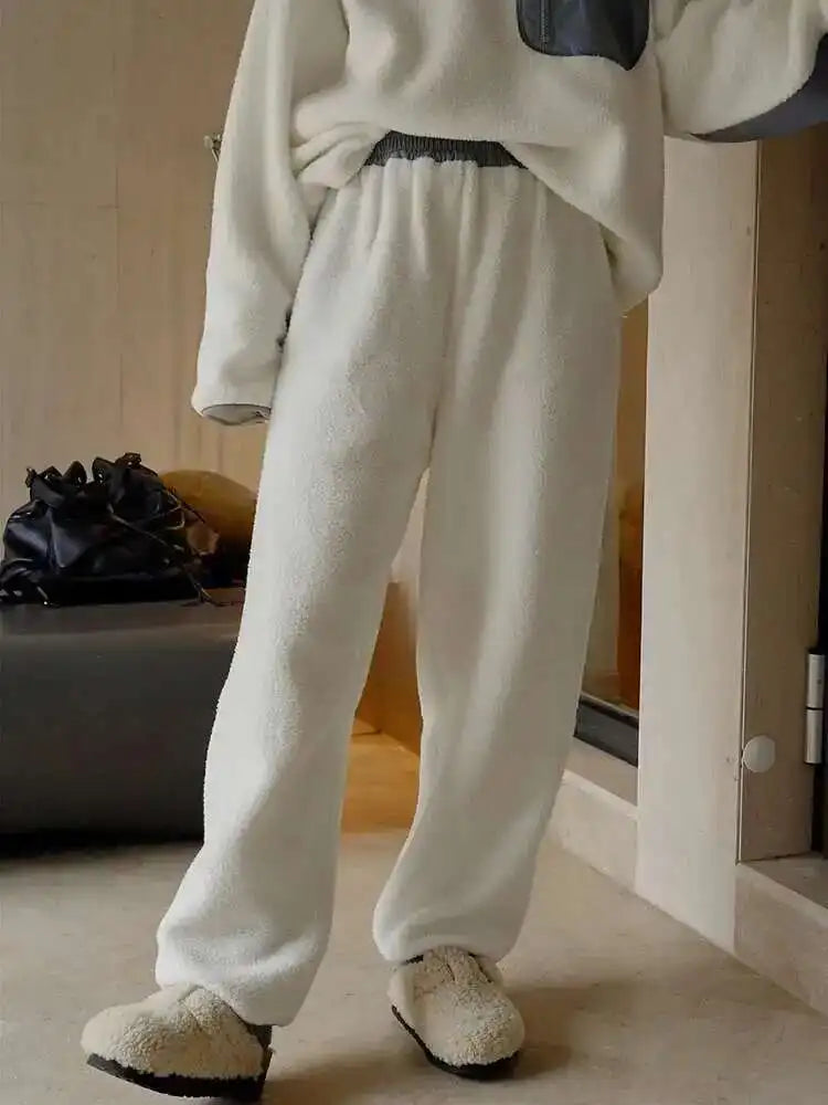 High Elastic Waist Gray Brief Thick Long Wide Leg Pants New Loose Fit Trousers Women Fashion Autumn Winter 2025 1DH1187