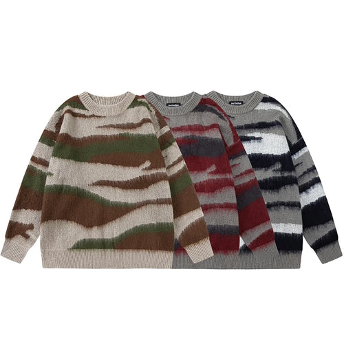 Load image into Gallery viewer, Men&#39;s Sweater Irregular Contrast Color Design Stripe Gradient Pullover Sweaters American Casual Menwear Spring 9W1467
