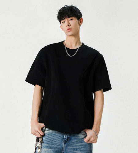 Korean Style Men's T-shirt Tide Solid Color Casual Round Collar Short Sleeve Tops Male Tees Summer Menswear 9W1248