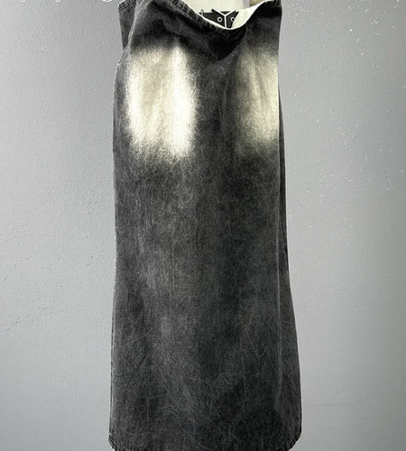 Loose Chic Denim Skirts For Women High Waist Hit Color Patchwork Belt Streetwear A Line Skirt Female Fashion