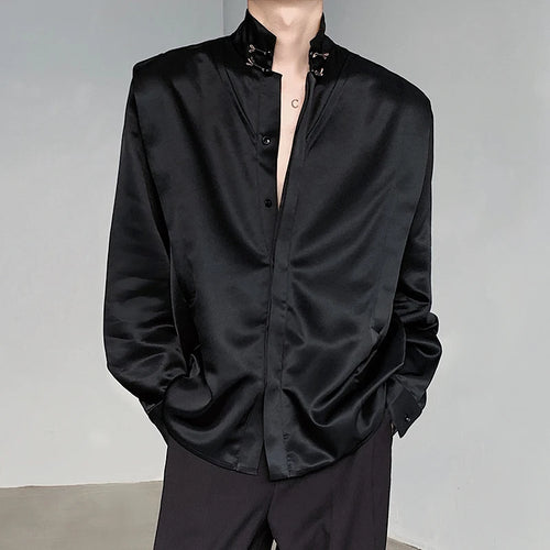 Load image into Gallery viewer, Chinese Style Men&#39;s Shirt Knot Button Stand Collar Long Sleeve 2025 Spring New Fashion Versatile Solid Color Clothing C5882
