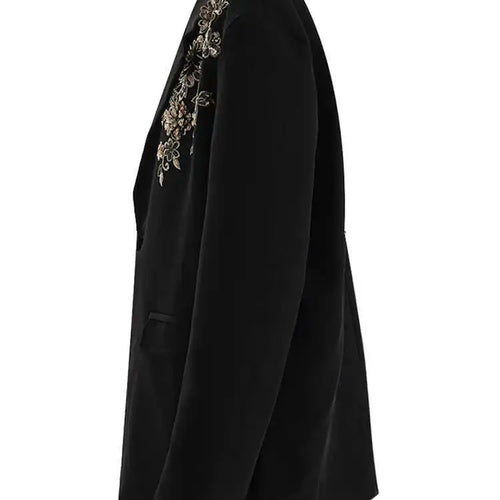 Load image into Gallery viewer, Women Black Sequins Flower Big Size Elegant Blazer New Lapel Long Sleeve Jacket Fashion Tide Spring Autumn 2025 CPG2430
